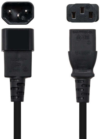 Imagen extra Cable de Alimentacion CPU C13 Hembra a C14 Macho 3m - Negro