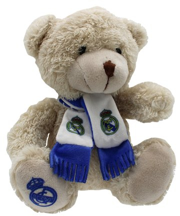 PELUCHE OSITO CON BUFANDA 20 CM REAL MADRID