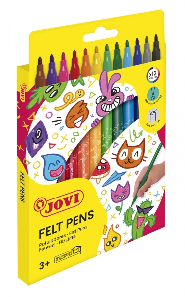 Rotulador JOVI Caja de 12 Colores (Nuevo envase Felt Pens)