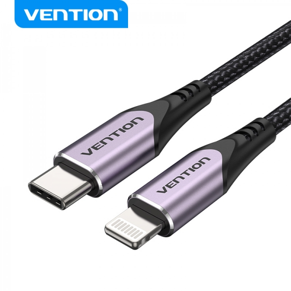 Cable USB-C a Lightning 3A 27W 480Mbps MFi - 1 metro - Morado