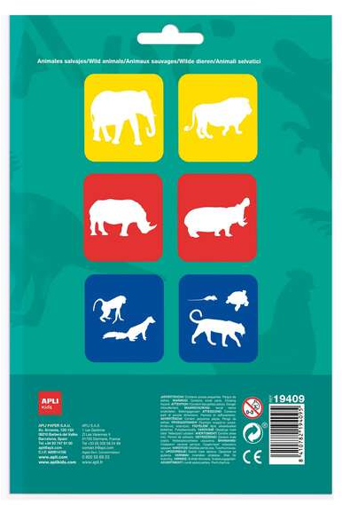 Imagen extra Apli Kids Bolsa de 6 Plantillas de Animales de la Selva con 9 Formas de Animales. Surtidos