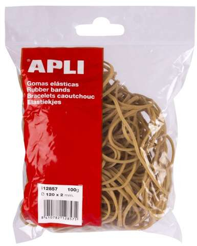 Gomas elasticas 12cm. Caja 100 gramos