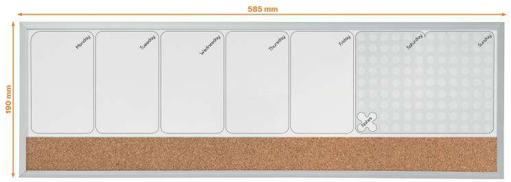 Imagen extra Nobo Planificador Semanal de Pizarra Magnetica Pequeña 585x190mm