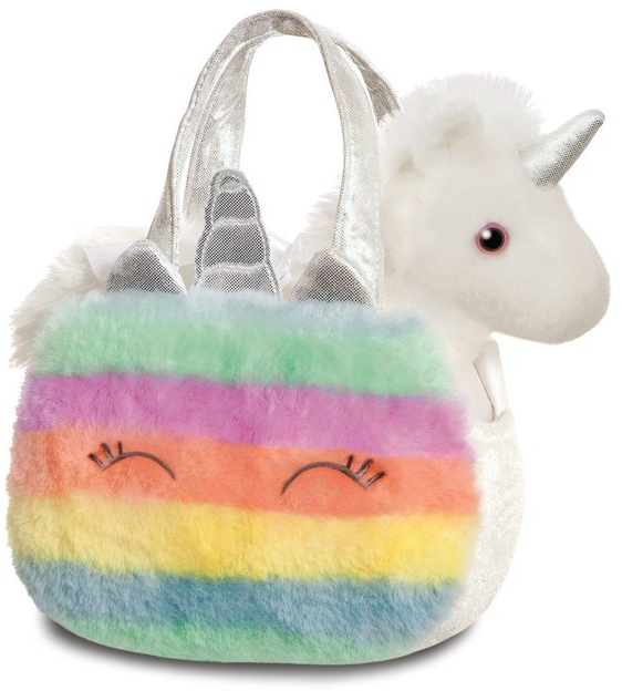 BOLSO ARCOIRIS CON PELUCHE UNICORNIO 21CM