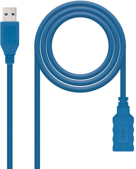 Nanocable Cable USB 3.0 USB-A Macho-Hembra 1m - Azul