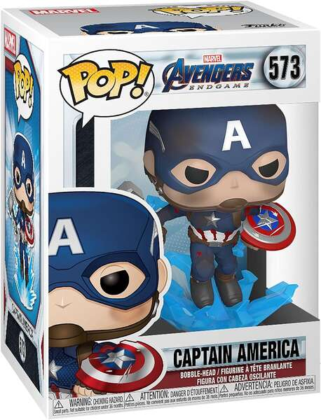 Funko Pop Marvel Avengers Endgame Capitan America con Escudo Roto y Mjolnir