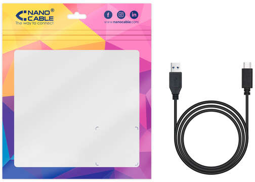 Imagen extra Nanocable Cable USB 3.1 Gen2 10Gbps 3A USB-C Macho a USB-A Macho 2m - Negro