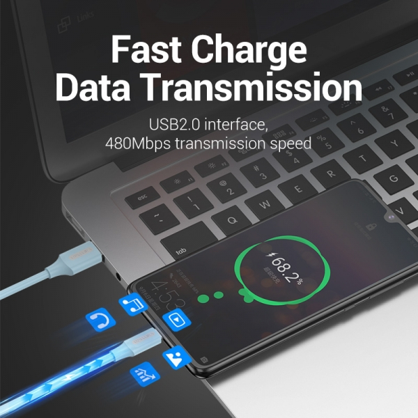 Imagen extra Vention Cable USB-A Macho a USB-C Macho - 1m - 3A 60W 480Mbps - Azul