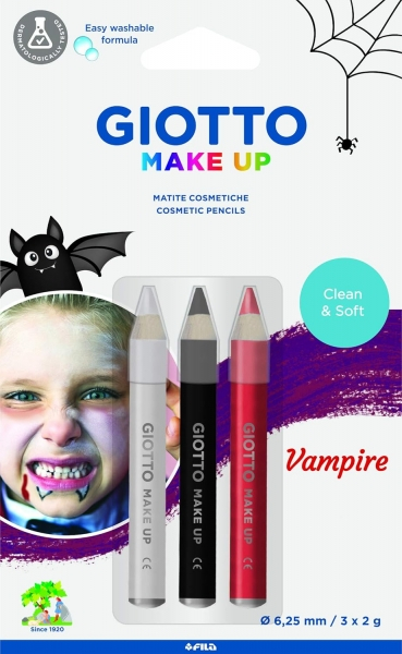 Giotto Make Up Vampire Pack con 3 Lapices Cosmeticos de Tematica Vampiro