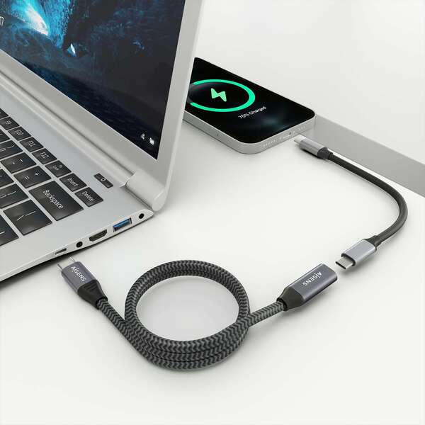 Imagen extra Aisens Cable USB 3.2 GEN2x2 Aluminio 20Gbps 8K@30Hz 5A 100W - Tipo USB-C Macho-Hembra - 2m - Gris