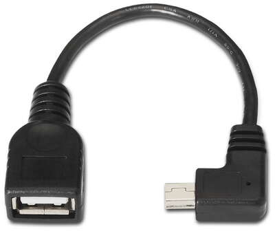 Imagen extra Aisens Cable USB 2.0 OTG Acodado - MiniUSB Macho a USB-A Hembra - 15cm - Negro