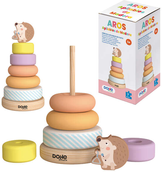 Dohe Juego Educativo de Aros Apilables de Madera Natural