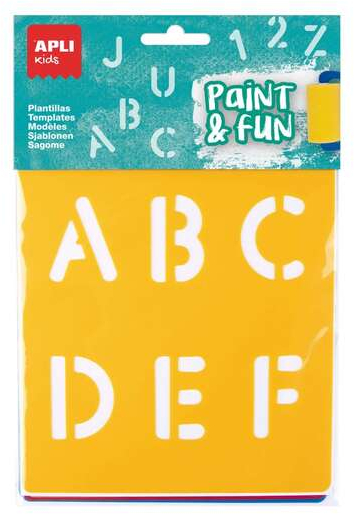 Apli Kids Bolsa de 6 Plantillas de Letras y Numeros con 26 Letras y 10 Numeros. Surtidos