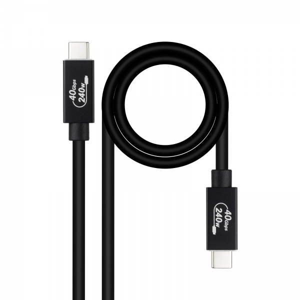 Nanocable Cable USB 4 Gen 3x2 40Gbps 5A/240W - USB-C Macho-Macho - 1.8 m - Negro