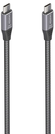 Aisens Cable USB 3.2 Gen2x2 Aluminio 20Gbps 8K@30Hz 5A 100W E-Mark - Tipo USB-C Macho-Macho - 3m - Gris
