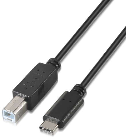 Aisens Cable USB 2.0 Impresora 3A - USB-C Macho USB-B Macho - 2m - Negro