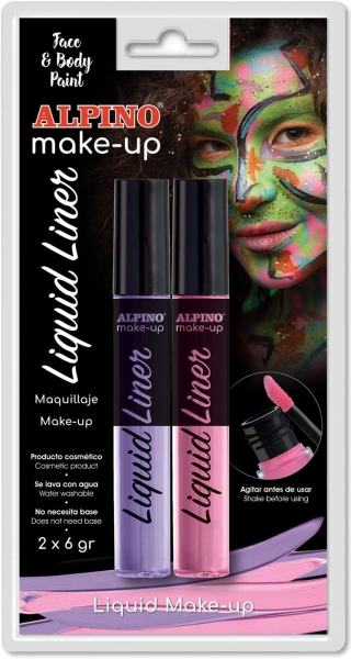 Alpino Make-up Liquid Liner Pack con 2 Botes de Maquillaje Liquido con Aplicador