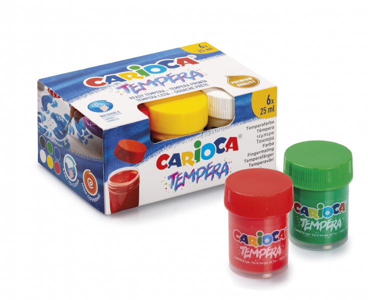 PACK 6 Temperas de colores Carioca de 25ml
