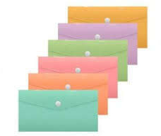 Bismark Sobre Portadocumentos Plastico 240x125mm con Broche. Colores Pastel