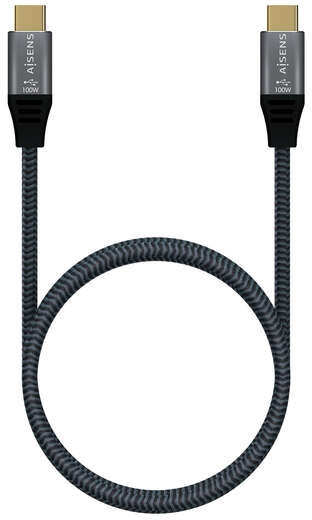 Imagen extra Aisens Cable USB 3.2 GEN2x2 Aluminio 20GBPS 5A 100W E-MARK - TIPOUSB-C Macho-Macho - 2m - Gris