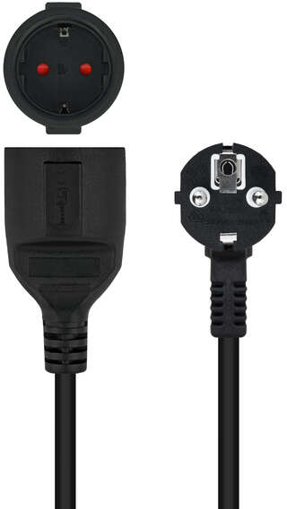 Cable de Alimentacion Alargador CEE7 Acodado Macho a CEE7 Hembra 5m