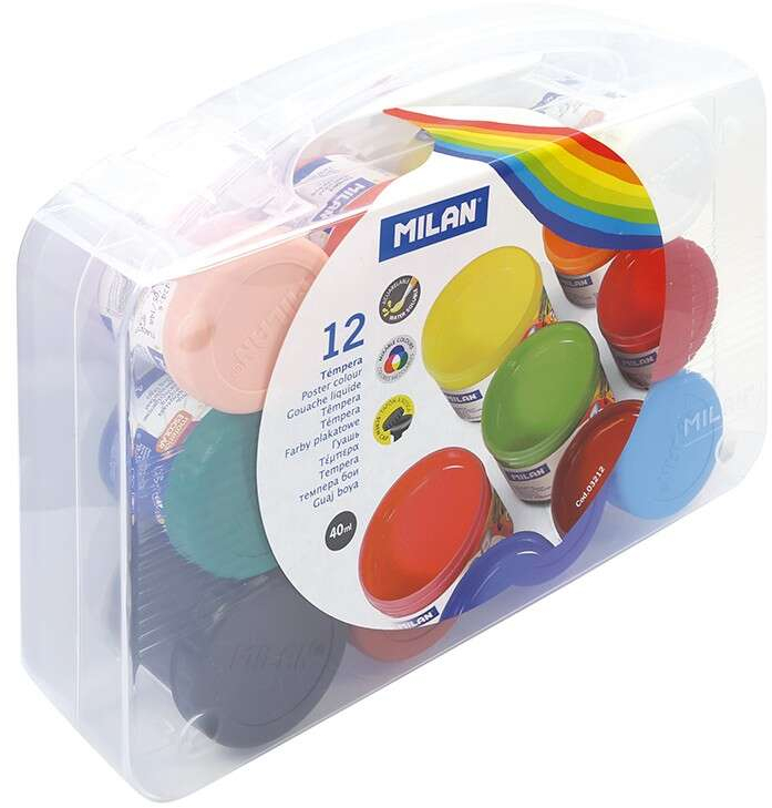 Imagen extra Milan Pack de 12 Botes de Tempera 40ml + 1 Pincel Serie 101 Colores Surtidos