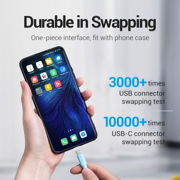 Imagen extra Vention Cable USB-A Macho a USB-C Macho - 1.5m - 3A 60W 480Mbps - Azul