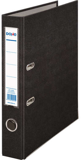 Archivador FOLIO, lomo Estrecho, con ollao, rado, tarjetero y compresor. Negro