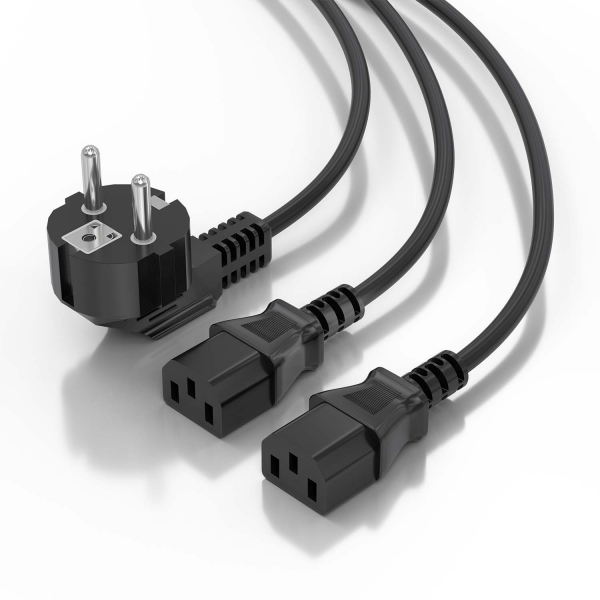 Imagen extra Cable Alimentacion CPU - CEE7/M-2xC13/H - 1.8m - Negro