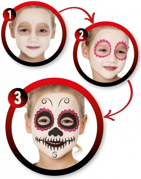 Imagen extra Alpino Fiesta Horror Pack de Maquillaje con 6 Barritas de Pintura Facial + Pincel + Tatuajes en Calcomania + Lapiz Perfilador y 2 Sobres de Purpurina