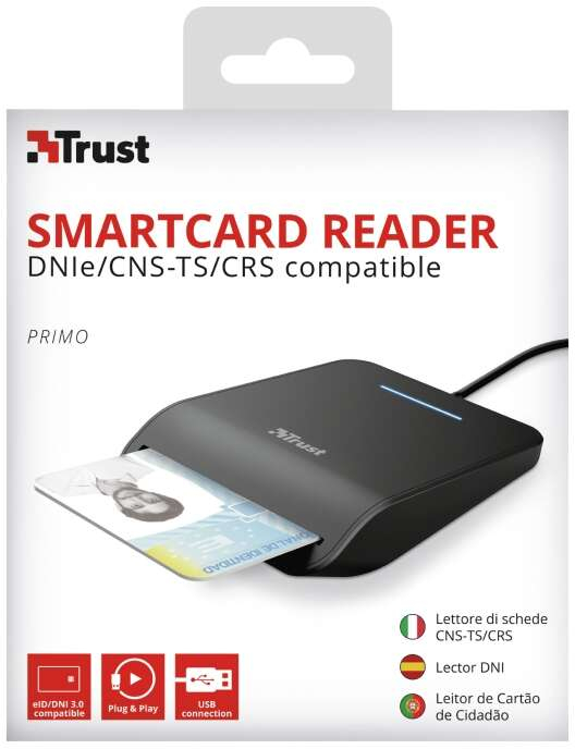 Imagen extra Trust Primo Smartcard Lector de DNI Electronico 3.0 - USB 2.0 - Cable de 1m - Negro
