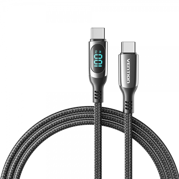 Imagen extra Vention Cable USB-C Macho a USB-C Macho - 1.2m 5A PD100W con Pantalla LED - Negro