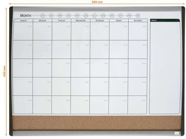 Imagen extra Planificador Pizarra Magnetica Pequeña con Tablero de Anuncios de Corcho 585x430 mm. Nobo 