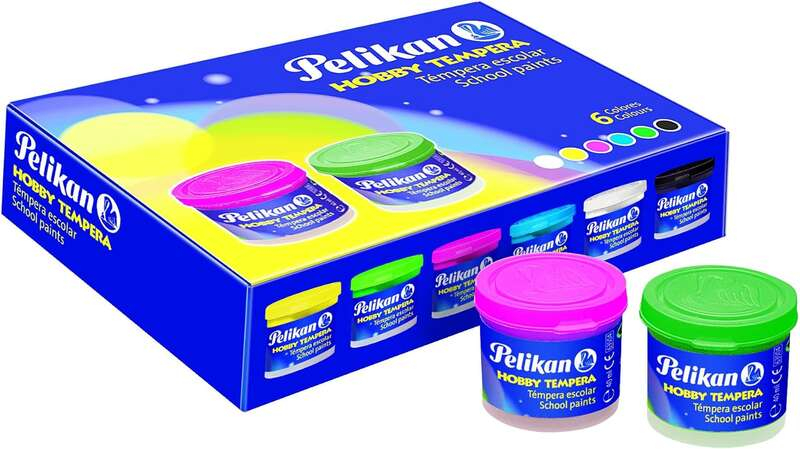 Tempera Pelikan estuche con 6 colores de 40ml cada bote + Pincel