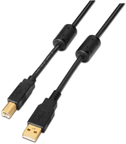 Aisens Cable USB 2.0 Impresora Super Alta Calidad con Ferrita - USB-A Macho a USB-B Macho - 5m - Negro