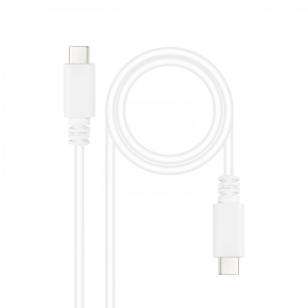 Nanocable Cable USB 2.0 3A - Tipo USB-C Macho-Macho - 1m - Blanco