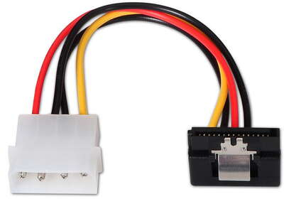 Imagen extra Cable Alimentacion SATA Acodado con presilla - Molex 4pin/M-SATA Hembra - 16cm - 100% Cobre