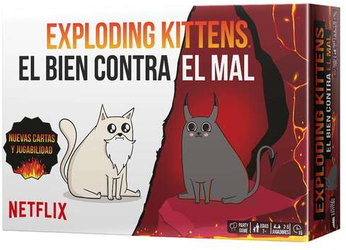 Exploding Kittens El Bien contra el Mal Juego de Cartas - Tematica Animales/Humor - De 2 a 5 Jugadores - Edad desde 7 Años - Duracion 15min
