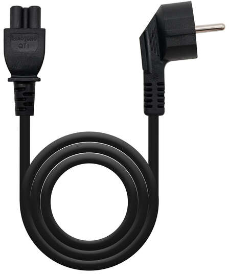 Cable de Alimentacion CEE7 Acodado Macho a M-C5 Hembra Trebol 1.50m - Negro