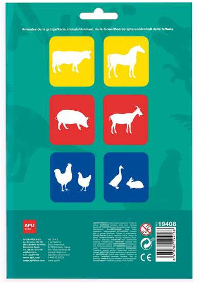 Imagen extra Apli Kids Bolsa de 6 Plantillas de Animales de Granja con 8 Formas de Animales. Surtidos