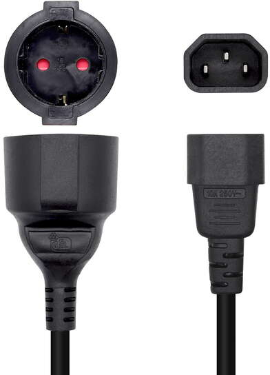 Imagen extra Cable Alimentacion 16A - C14/M A CEE7/H - 25cm - Negro