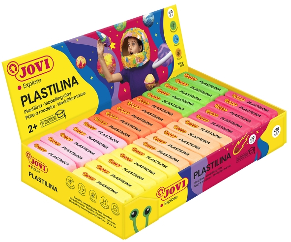 Jovi Expositor de 30 Pastillas de Plastilina 50gr Colores Surtidos