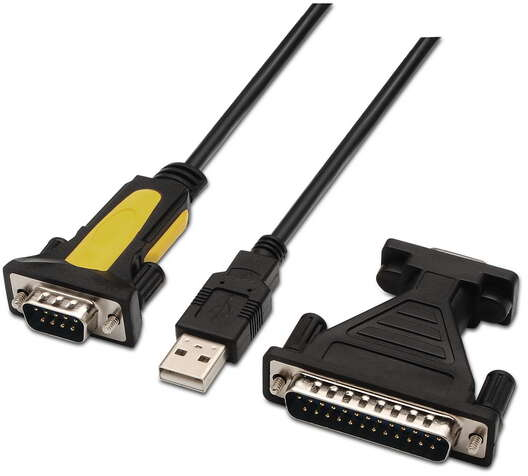 Aisens Conversor USB a Serie - USB-A Macho a RS232 DB9/M DB25/M - 1.8m - Negro