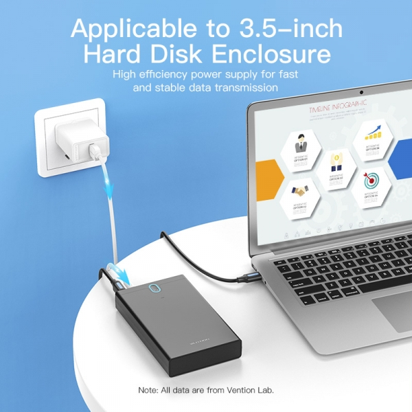 Imagen extra Cable Alimentacion USB-A Macho a DC 5.5mm Macho - 0.5m - Blanco