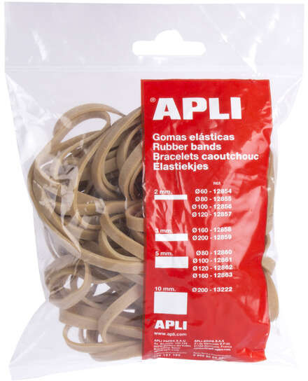 Gomas elasticas 16cm (5mm ancho). Caja 100 gramos