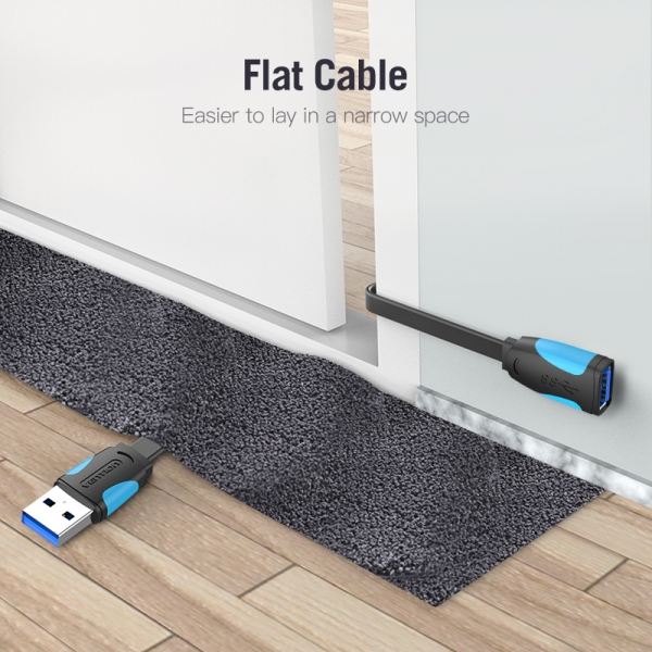 Imagen extra Vention Cable Alargador Plano USB 3.0 Macho a USB Hembra - 1m - Negro y Azul