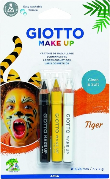 Giotto Make Up Tiger Pack con 3 Lapices Cosmeticos de Tematica Tigre