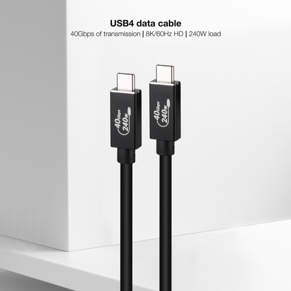 Imagen extra Nanocable Cable USB 4 Gen 3x2 40Gbps 5A/240W - USB-C Macho-Macho - 1m - Negro