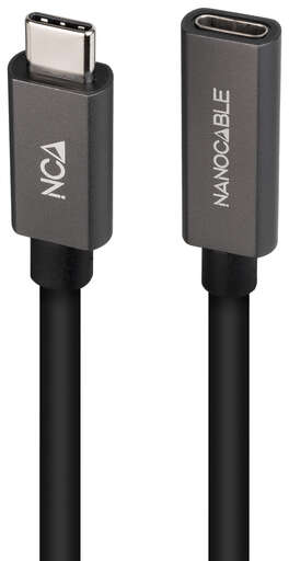 Imagen extra Nanocable Cable USB 3.2 Gen2x2 60W 4K/60Hz USB-C Macho-Hembra - 50cm - Negro
