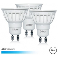 PACK 3 Bombillas LED Gu10 - 6W - 560Lm - Luz Fria - Blanco. Elbat 